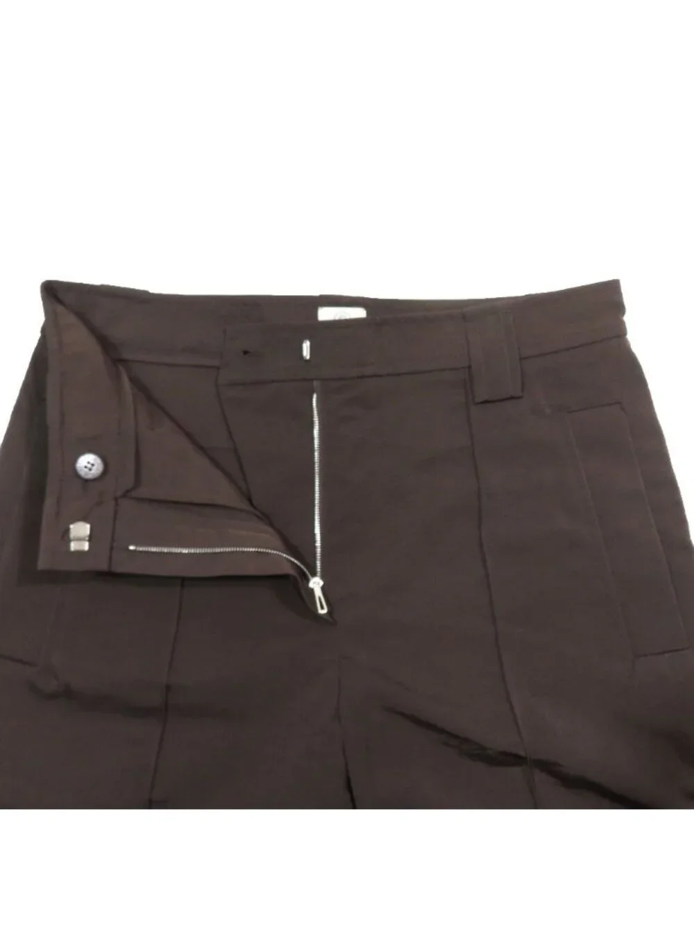 Hermes Zip Design 2-Way Nylon Wide Pants Dark Brown 36